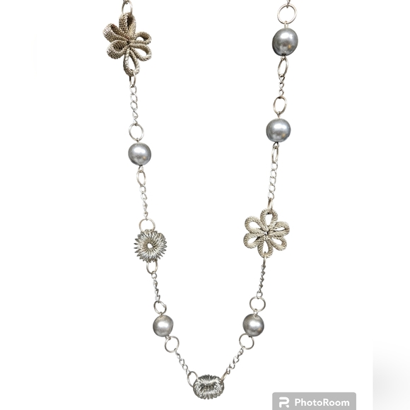Silver Statement Necklace. Slip it over your head and done. - Picture 4 of 6
